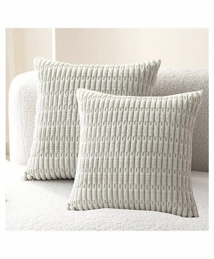 Corduroy Cushion Cover | Soft Plush Cushion Cover | 45x45cm | Light Grey Cushion Cover