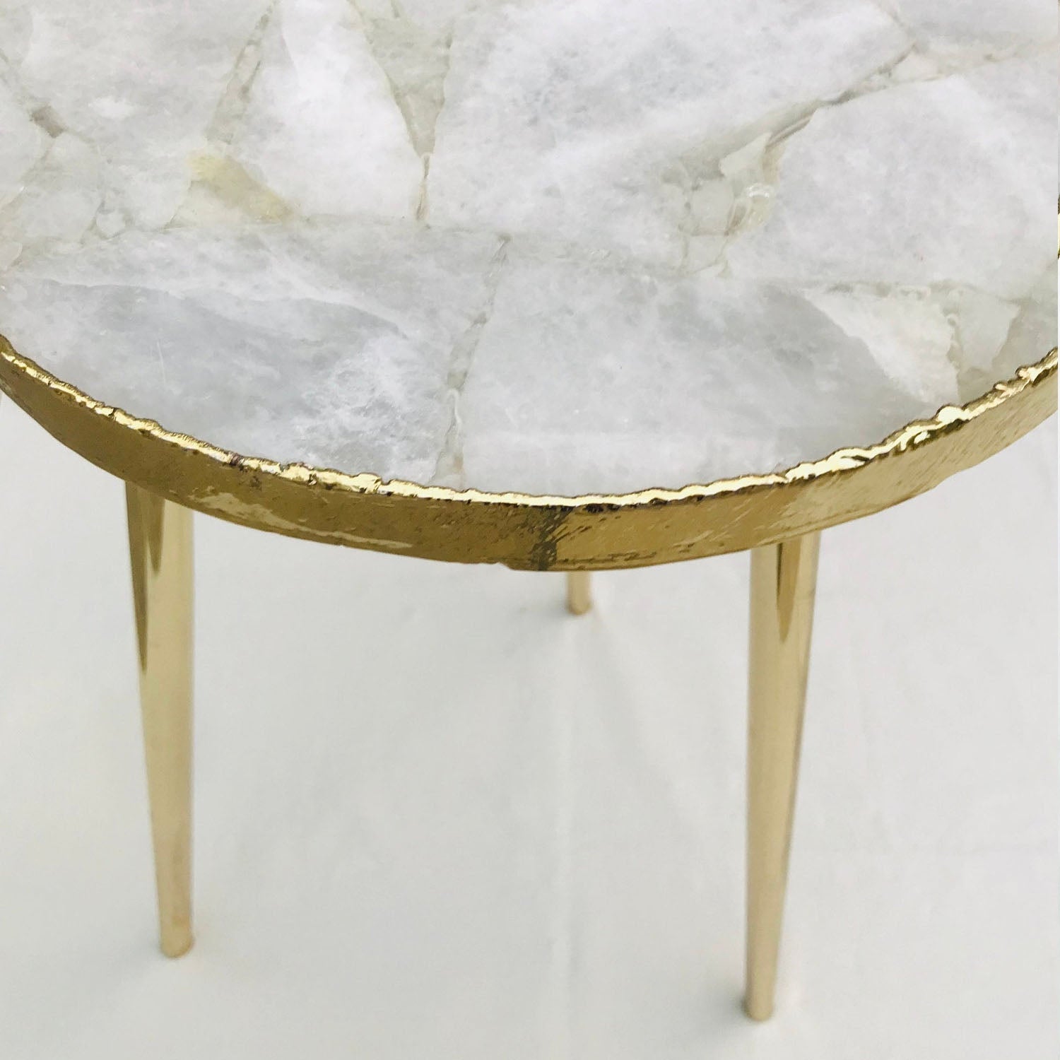 White Agate Round Edge Side/Coffee Table