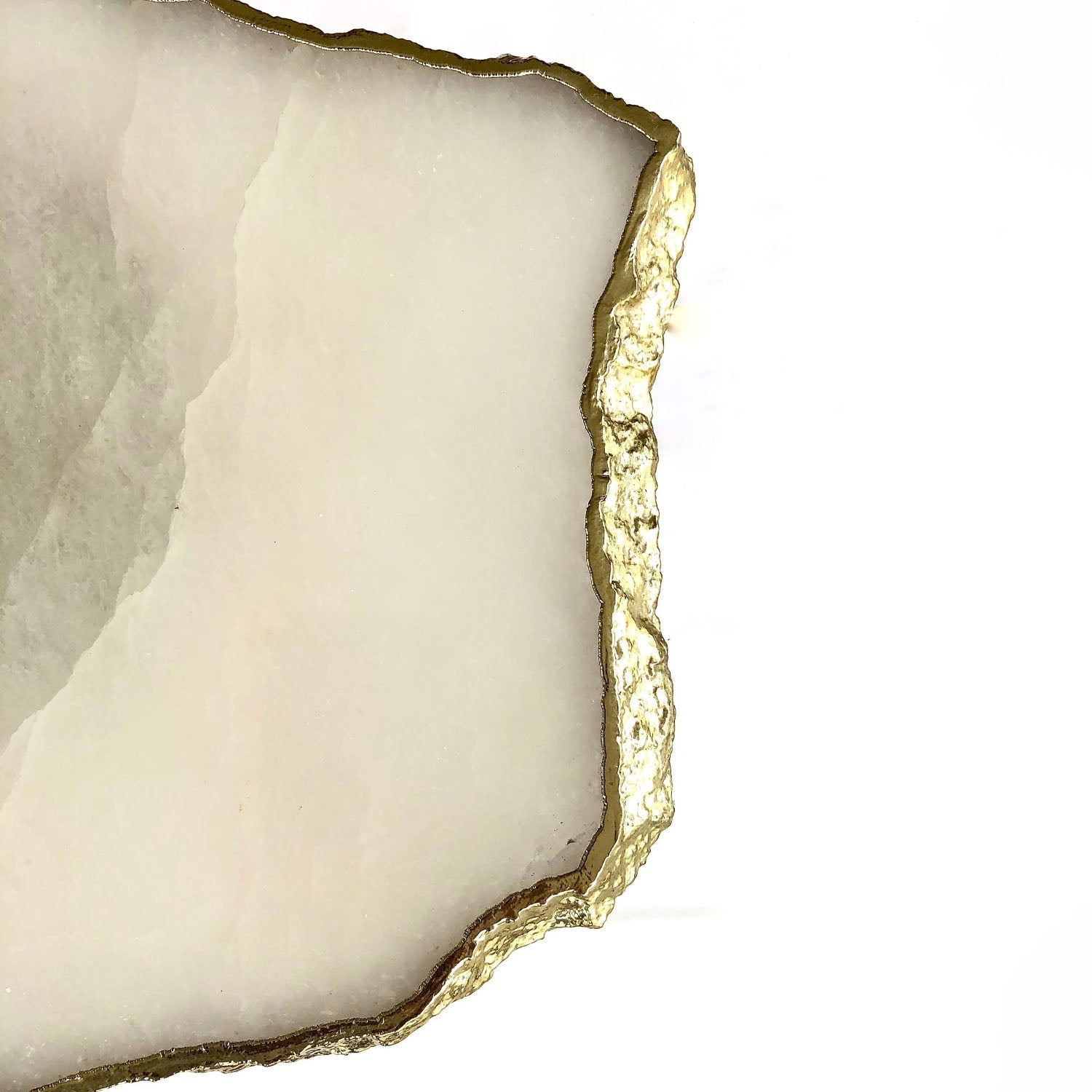 Small White Agate/Single Piece/Crystal/Gemstone/Quartz Organic Edge Side/Drink/Table