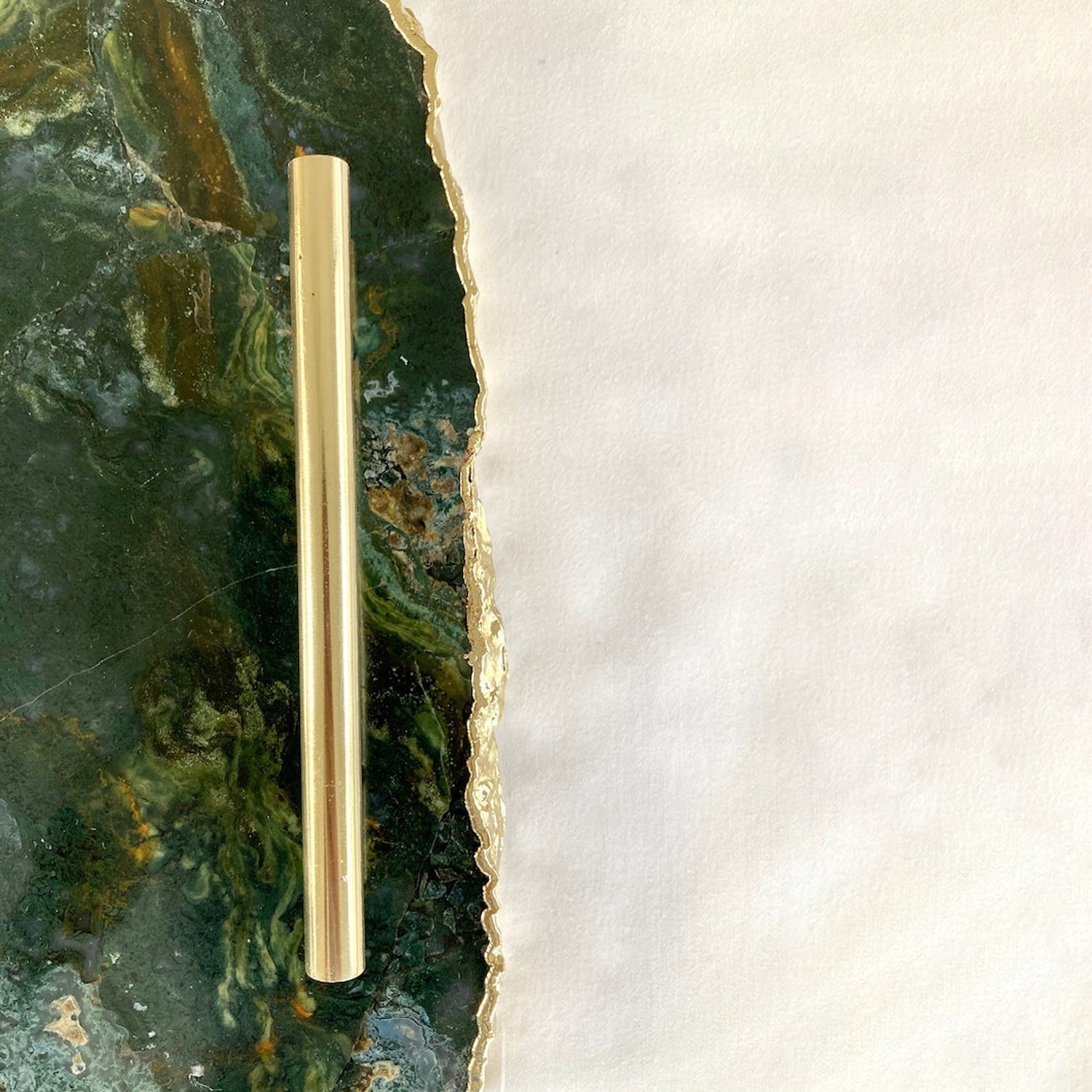 Large Green Agate Serving Tray With Brass Handles/Personalised Momentos/Sign Boards 10"x15"