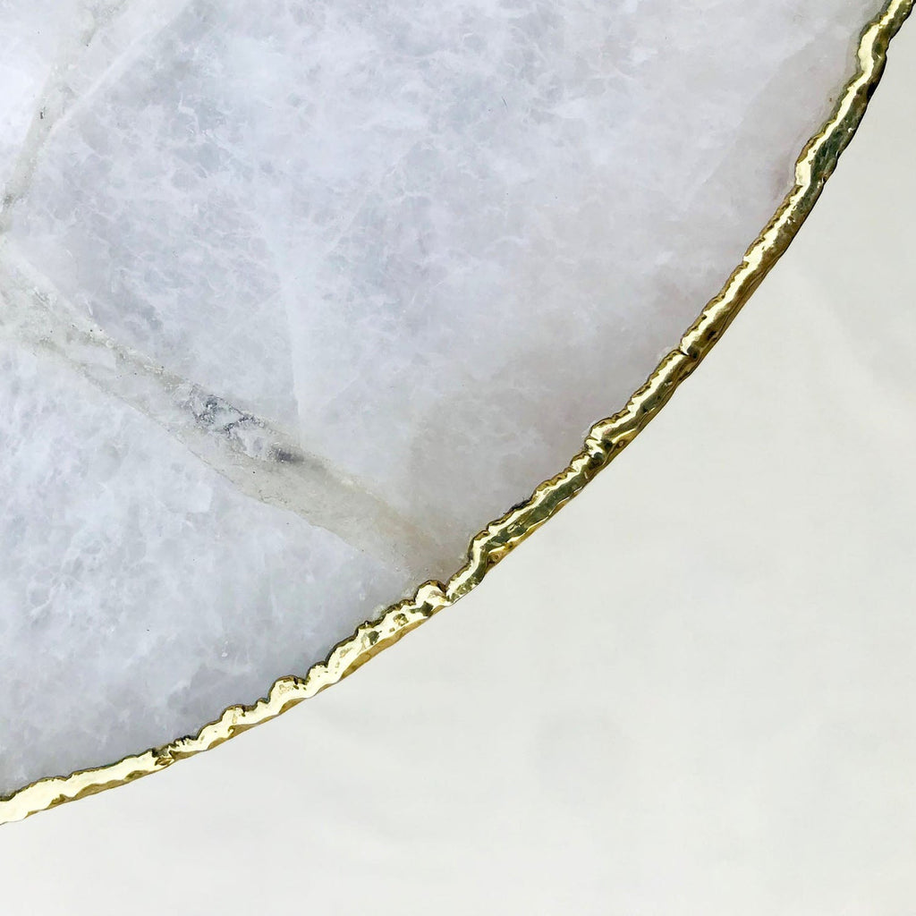 White Agate Round Edge Side/Coffee Table