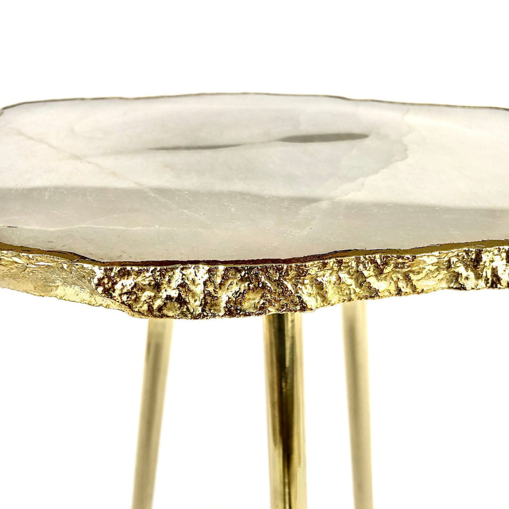 Small White Agate/Single Piece/Crystal/Gemstone/Quartz Organic Edge Side/Drink/Table