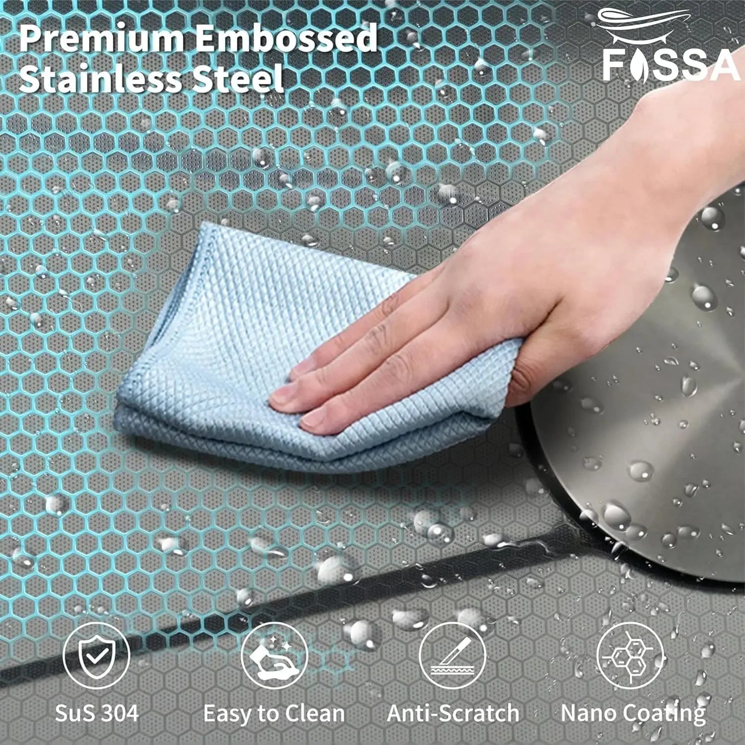 Smart Waterfall (37 x 18 x 10) Inch 304 Stainless Steel Kitchen Sink Black