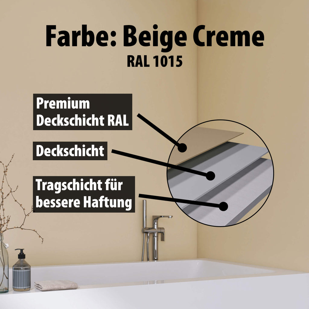 Duschrückwand - Beige Creme (250x100/200x100)
