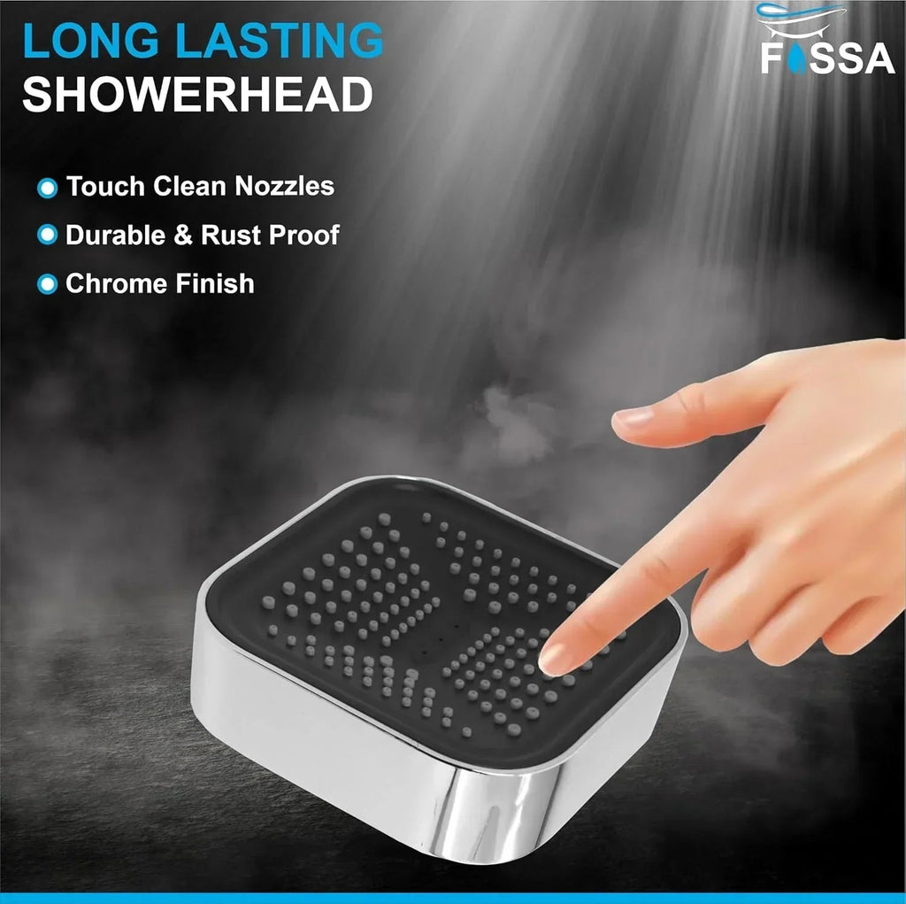 Curve (4x4 Inches) ABS Chrome Black Finish Overhead Shower Without Arm