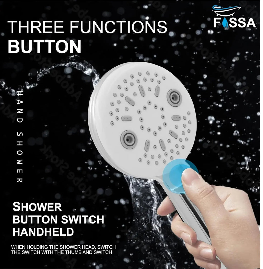 Panda 3 Sprey Modes Chrome Finish Hand Shower With 1.5 Meter Hose Pipe & Hook