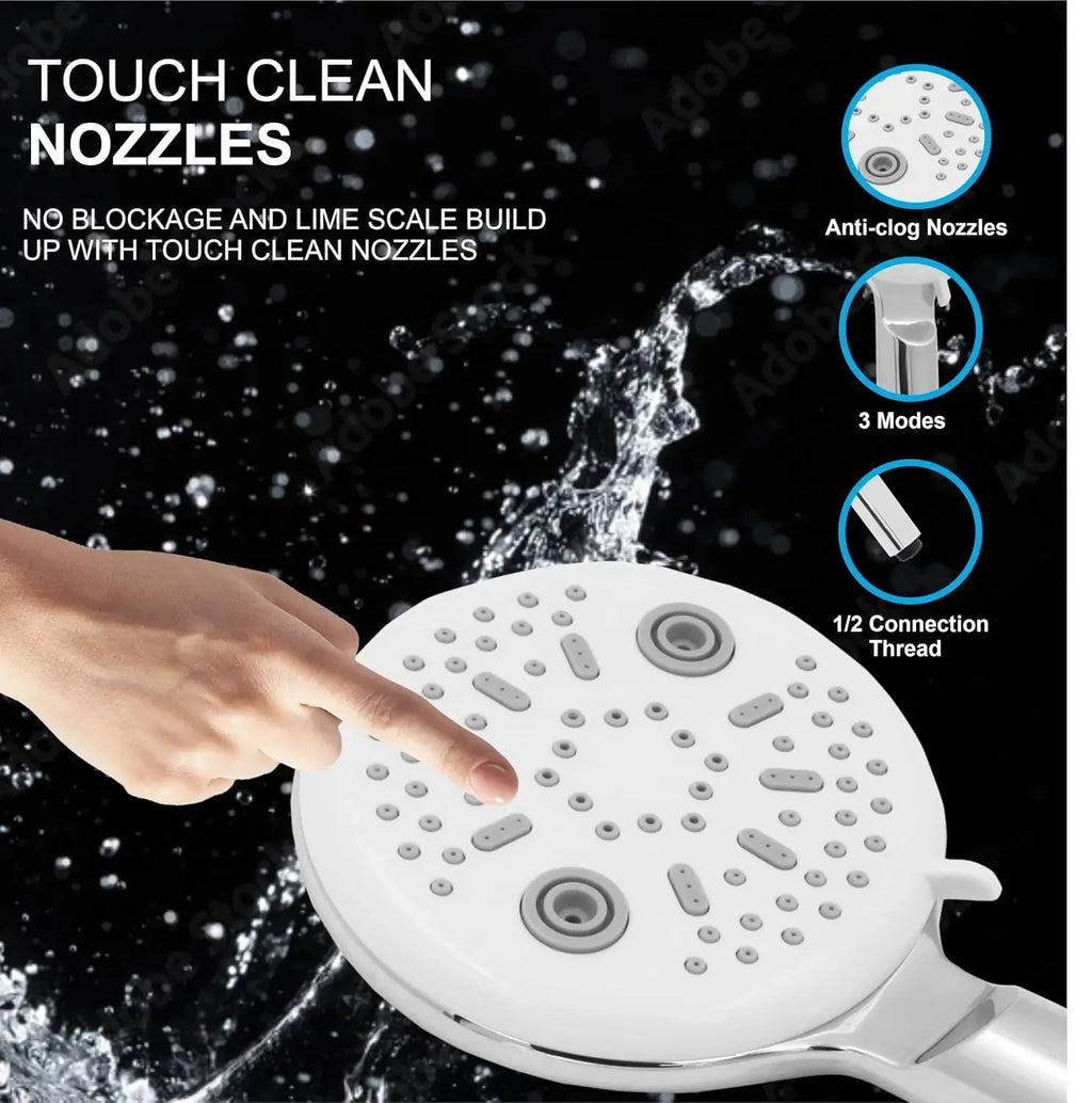 Panda 3 Sprey Modes Chrome Finish Hand Shower With 1.5 Meter Hose Pipe & Hook