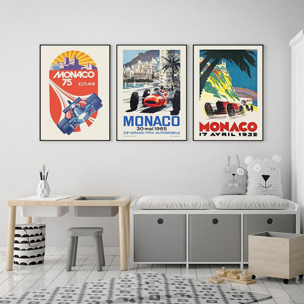 Poster Monaco Rennwagen Formel 1 Grand Prix | Bilder Wohnzimmer | Wandbilder Schlafzimmer | Deko Print ohne Rahmen | Bilder Set