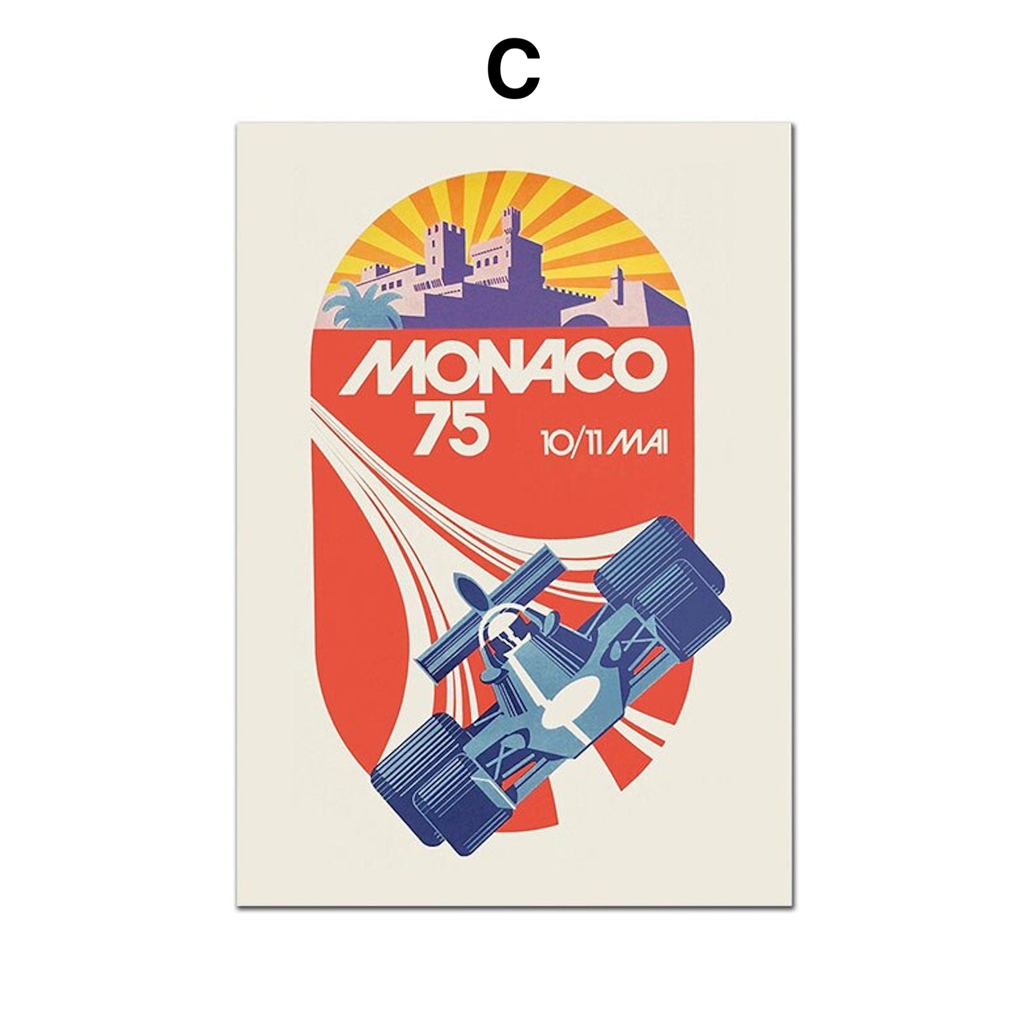 Poster Monaco Rennwagen Formel 1 Grand Prix | Bilder Wohnzimmer | Wandbilder Schlafzimmer | Deko Print ohne Rahmen | Bilder Set