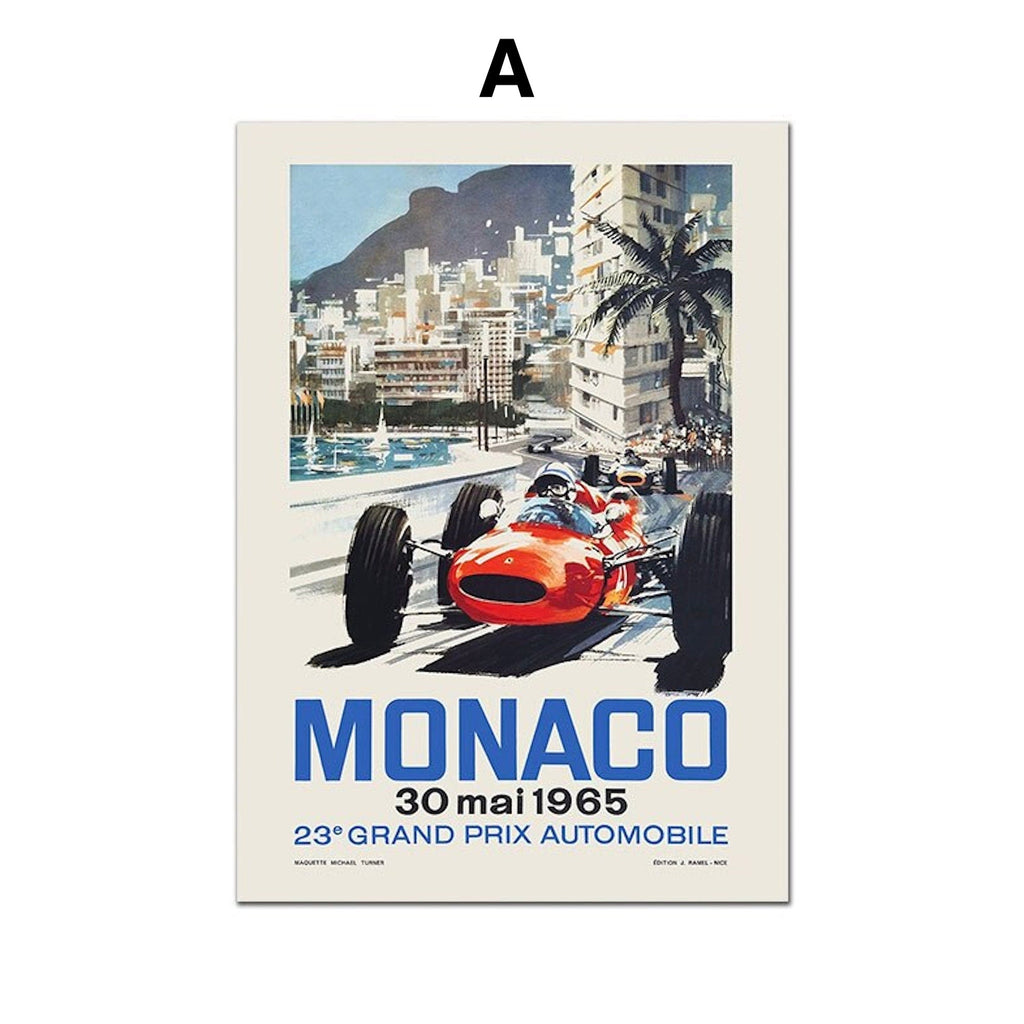 Poster Monaco Rennwagen Formel 1 Grand Prix | Bilder Wohnzimmer | Wandbilder Schlafzimmer | Deko Print ohne Rahmen | Bilder Set
