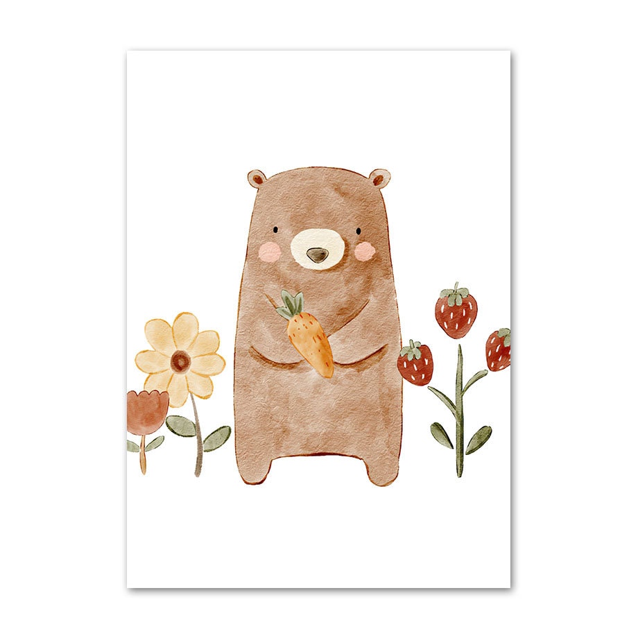 Poster Kinderzimmer Tiere Sonne Regenbogen I Kinderzimmer Bilder I Wand Deko I Kunst Druck I Deko Print I ohne Rahmen