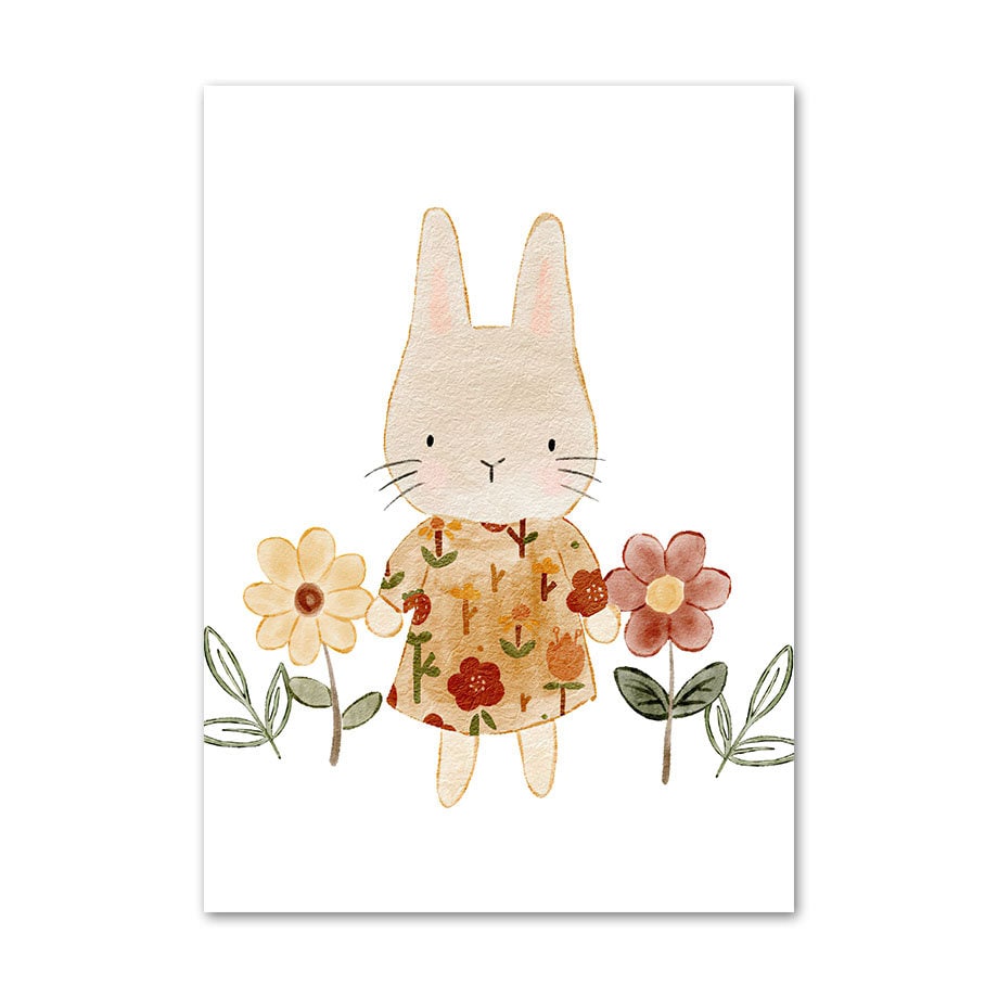 Poster Kinderzimmer Tiere Sonne Regenbogen I Kinderzimmer Bilder I Wand Deko I Kunst Druck I Deko Print I ohne Rahmen