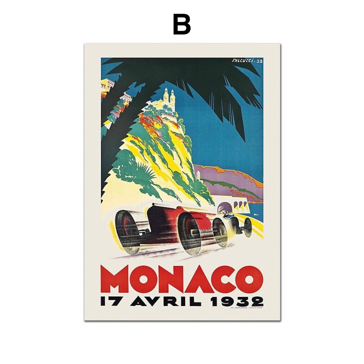 Poster Monaco Rennwagen Formel 1 Grand Prix | Bilder Wohnzimmer | Wandbilder Schlafzimmer | Deko Print ohne Rahmen | Bilder Set